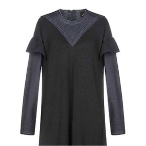 Manostorti denim & cashmere dress